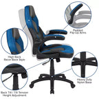 Ensemble bureau de jeu et chaise Emma et Oliver avec porte-gobelet, support pour casque et support pour écran