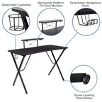 Ensemble bureau de jeu et chaise Emma et Oliver avec porte-gobelet, support pour casque et support pour écran