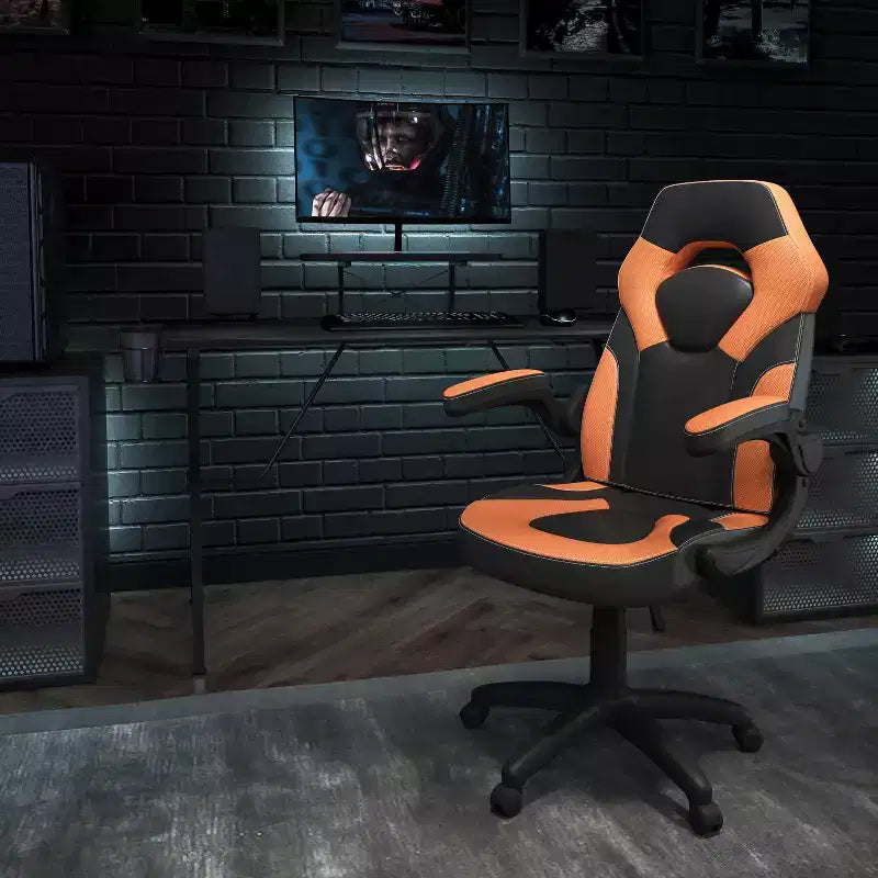 Ensemble bureau de jeu et chaise Emma et Oliver avec porte-gobelet, support pour casque et support pour écran