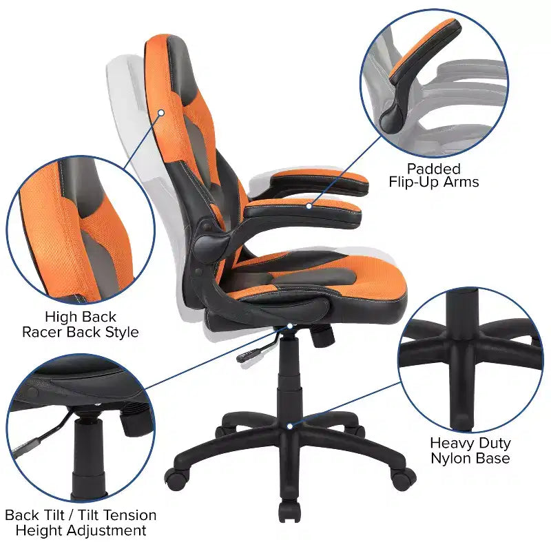 Ensemble bureau de jeu et chaise Emma et Oliver avec porte-gobelet, support pour casque et support pour écran