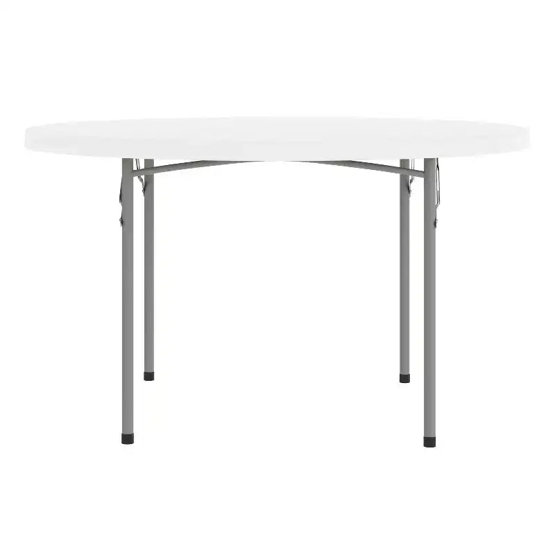 Table pliante ronde en plastique blanc granit de 1,2 mètre Emma et Oliver - Table pliante de banquet/événement