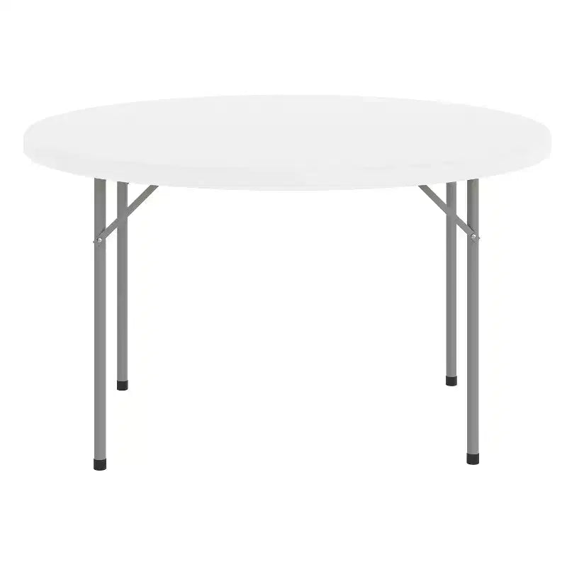 Table pliante ronde en plastique blanc granit de 1,2 mètre Emma et Oliver - Table pliante de banquet/événement