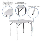 Table pliante carrée en plastique blanc effet granit, réglable en hauteur, de 85 cm, par Emma and Oliver