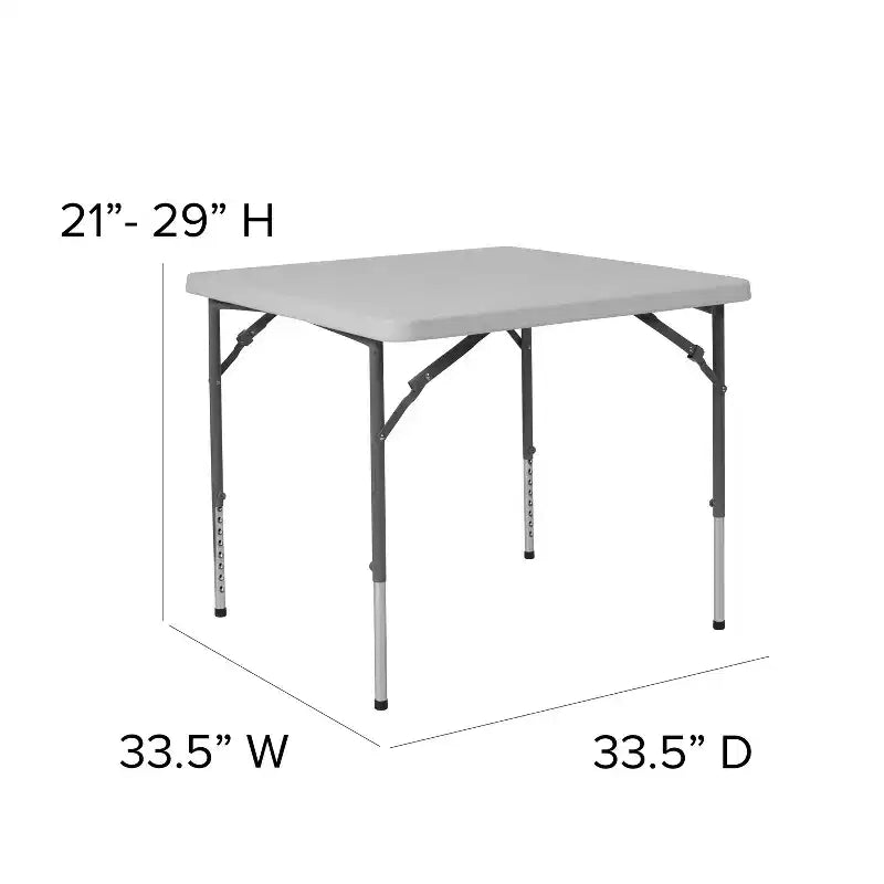 Table pliante carrée en plastique blanc effet granit, réglable en hauteur, de 85 cm, par Emma and Oliver