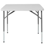 Table pliante carrée en plastique blanc effet granit, réglable en hauteur, de 85 cm, par Emma and Oliver