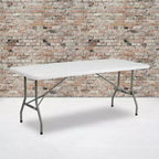 Table pliante en plastique blanc granit Emma et Oliver de 6 pieds avec poignée de transport