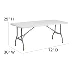 Table pliante en plastique blanc granit Emma et Oliver de 6 pieds avec poignée de transport