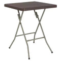 Emma and Oliver 1.95-Foot Square Brown Rattan Plastic Folding Table - Outdoor Event Table