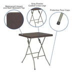 Table pliante carrée en plastique imitation rotin marron Emma et Oliver de 59 cm – Table d'extérieur pour événements