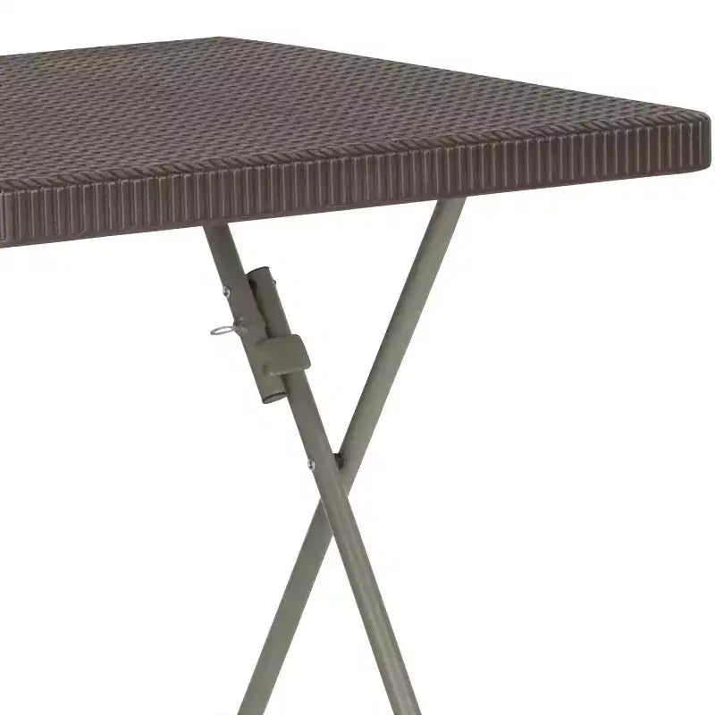 Table pliante carrée en plastique imitation rotin marron Emma et Oliver de 59 cm – Table d'extérieur pour événements