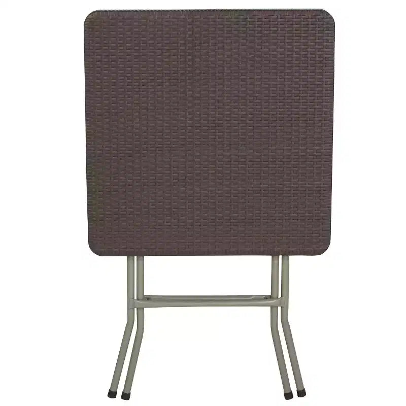 Table pliante carrée en plastique imitation rotin marron Emma et Oliver de 59 cm – Table d'extérieur pour événements