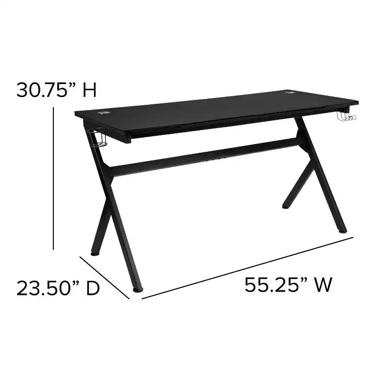 Ensemble Bureau Gaming Emma et Oliver - Support Tasse/Casque/Tapis de Souris Intégré