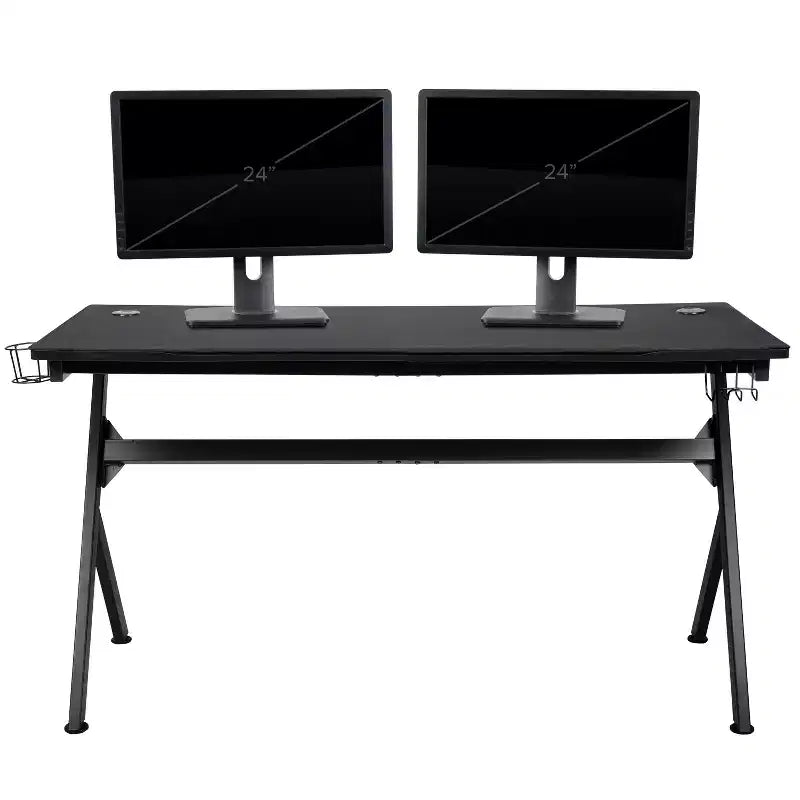 Ensemble Bureau Gaming Emma et Oliver - Support Tasse/Casque/Tapis de Souris Intégré