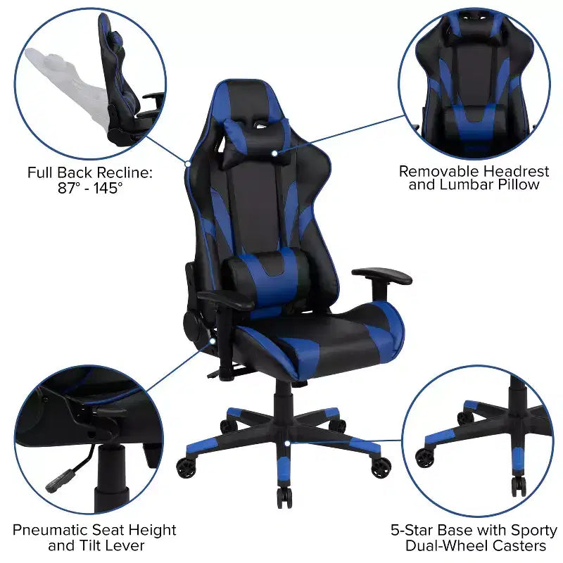 Ensemble Bureau Gaming Emma et Oliver - Support Tasse/Casque/Tapis de Souris Intégré