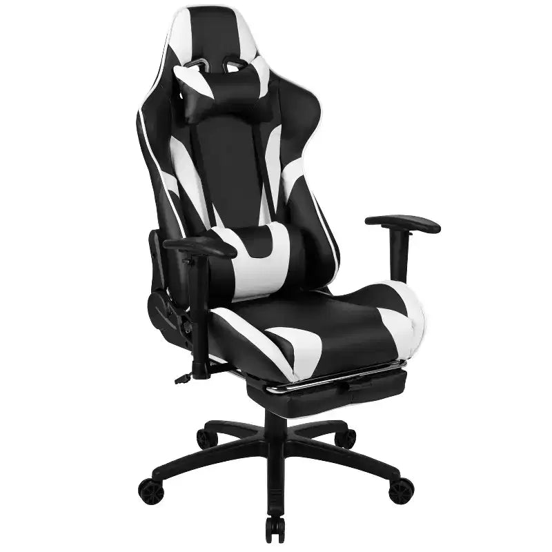 Ensemble de bureau gaming Emma et Oliver - Support de tasse/casque/Inclinable et repose-pieds