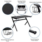 Ensemble de bureau gaming Emma et Oliver - Support de tasse/casque/Inclinable et repose-pieds