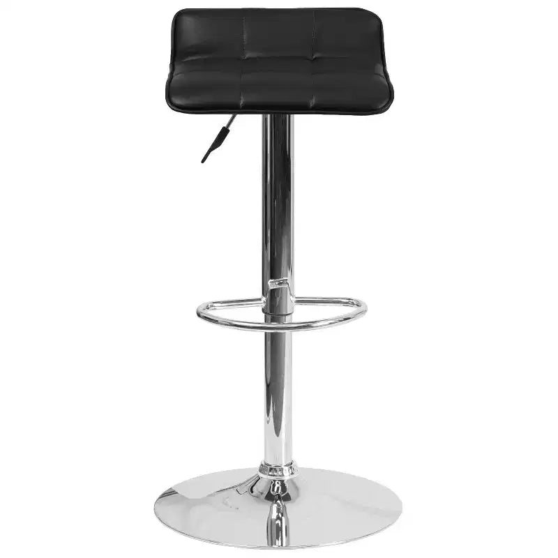 Tabouret de bar réglable en hauteur Emma et Oliver Quilted Wave avec base chromée