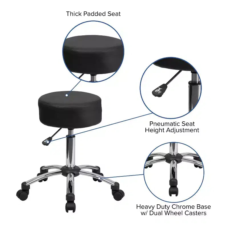 Tabouret ergonomique médical Emma et Oliver avec base chromée