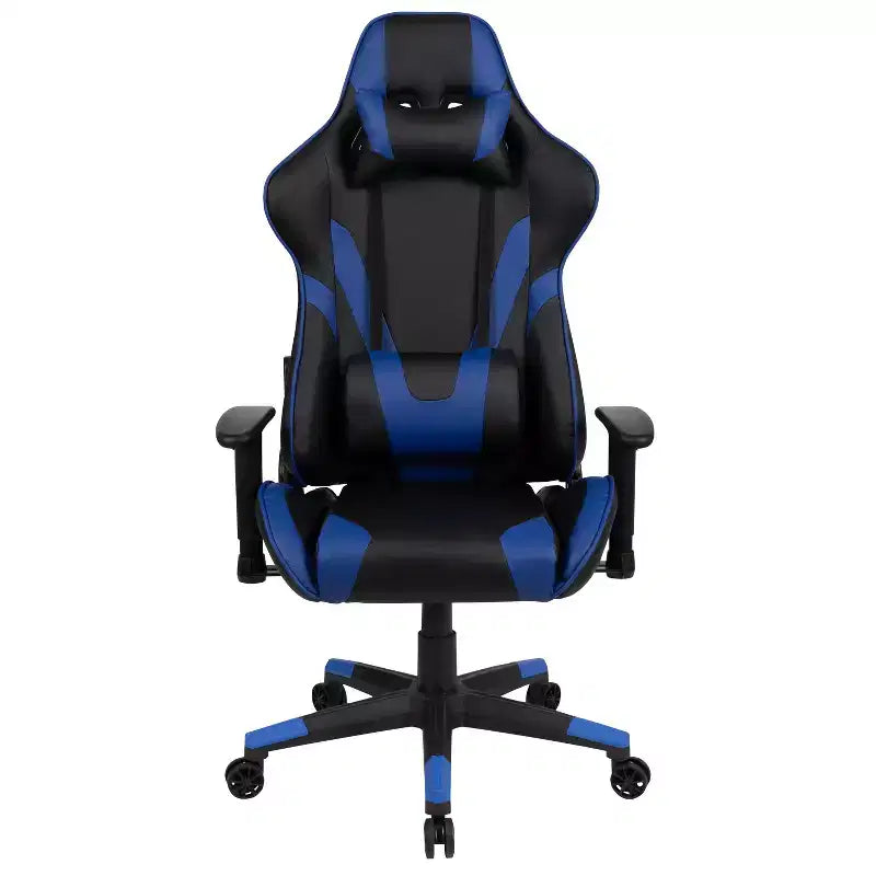 Chaise de jeu ergonomique Emma et Oliver Racing avec dossier entièrement inclinable en cuir synthétique rouge