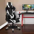 Chaise de jeu ergonomique Emma et Oliver Racing avec dossier entièrement inclinable en cuir synthétique rouge