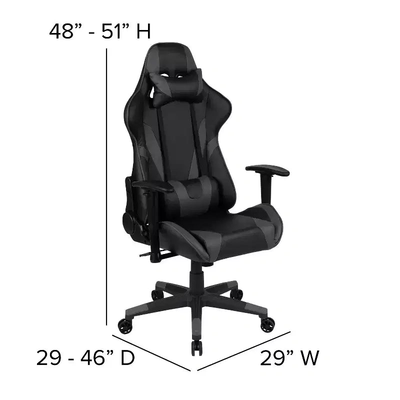 Chaise de jeu ergonomique Emma et Oliver Racing avec dossier entièrement inclinable en cuir synthétique rouge
