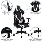 Chaise de jeu ergonomique Emma et Oliver Racing avec dossier entièrement inclinable en cuir synthétique rouge