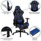 Chaise de jeu ergonomique Emma and Oliver Racing avec dossier inclinable et repose-pieds en similicuir rouge