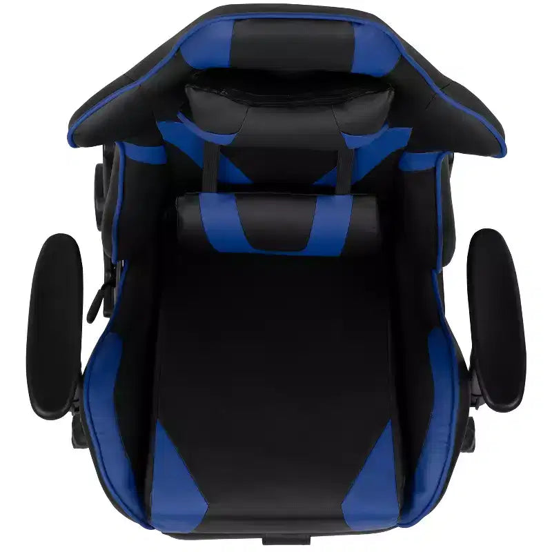 Chaise de jeu ergonomique Emma and Oliver Racing avec dossier inclinable et repose-pieds en similicuir rouge