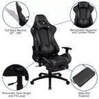 Chaise de jeu ergonomique Emma and Oliver Racing avec dossier inclinable et repose-pieds en similicuir rouge