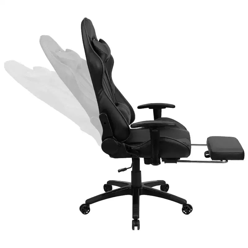 Chaise de jeu ergonomique Emma and Oliver Racing avec dossier inclinable et repose-pieds en similicuir rouge