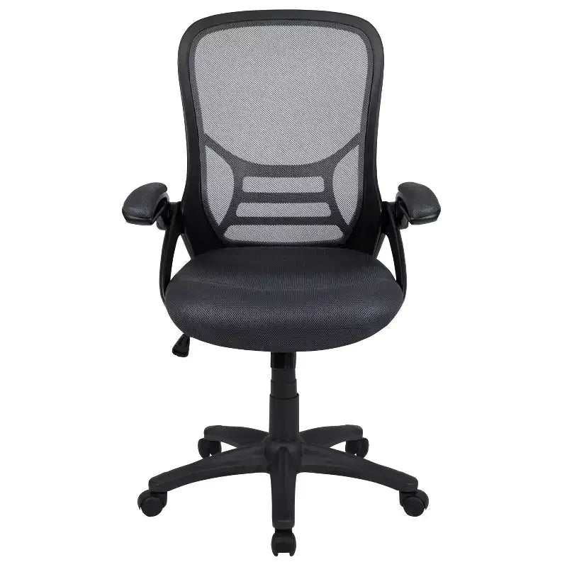 Fauteuil de bureau ergonomique à dossier haut en maille Emma et Oliver avec accoudoirs relevables