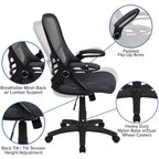 Fauteuil de bureau ergonomique à dossier haut en maille Emma et Oliver avec accoudoirs relevables