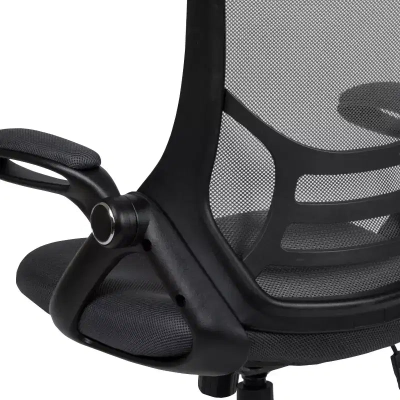 Fauteuil de bureau ergonomique à dossier haut en maille Emma et Oliver avec accoudoirs relevables