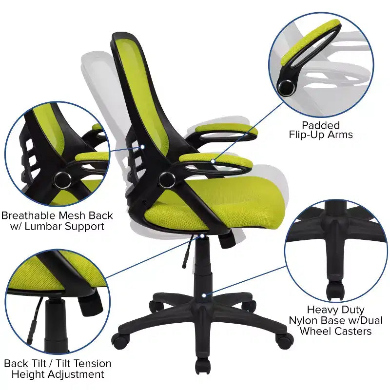 Fauteuil de bureau ergonomique à dossier haut en maille Emma et Oliver avec accoudoirs relevables