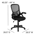Fauteuil de bureau ergonomique à dossier haut en maille Emma et Oliver avec accoudoirs relevables