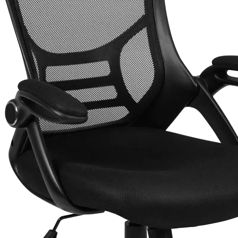 Fauteuil de bureau ergonomique à dossier haut en maille Emma et Oliver avec accoudoirs relevables