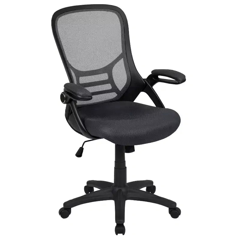 Fauteuil de bureau ergonomique à dossier haut en maille Emma et Oliver avec accoudoirs relevables
