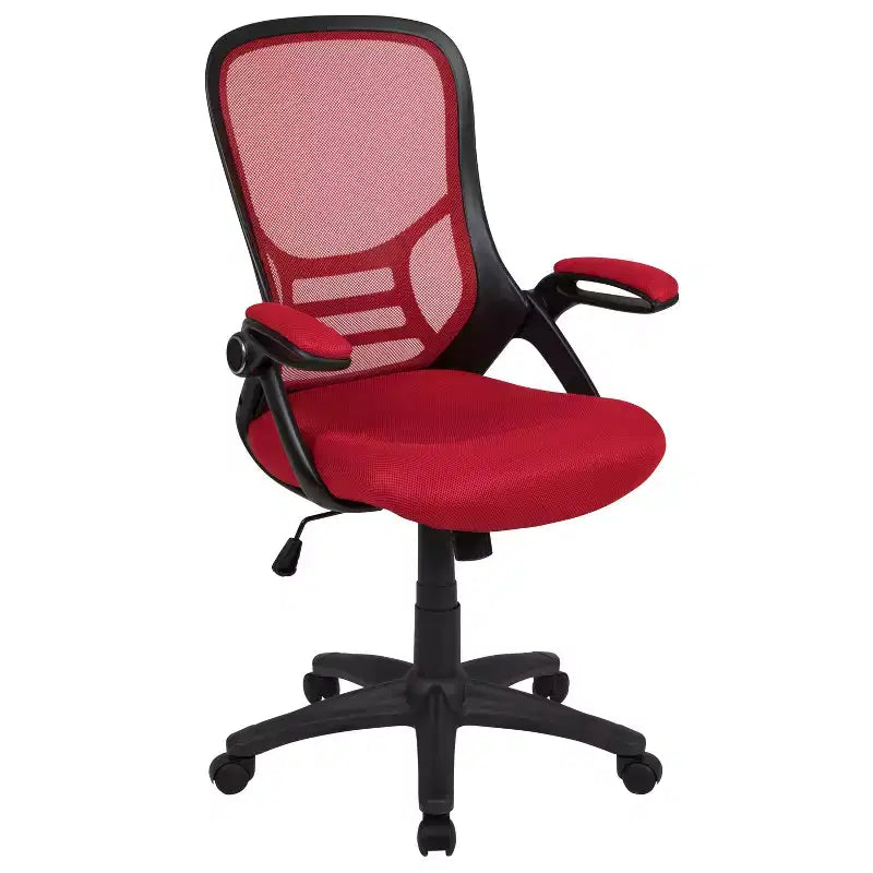 Fauteuil de bureau ergonomique à dossier haut en maille Emma et Oliver avec accoudoirs relevables