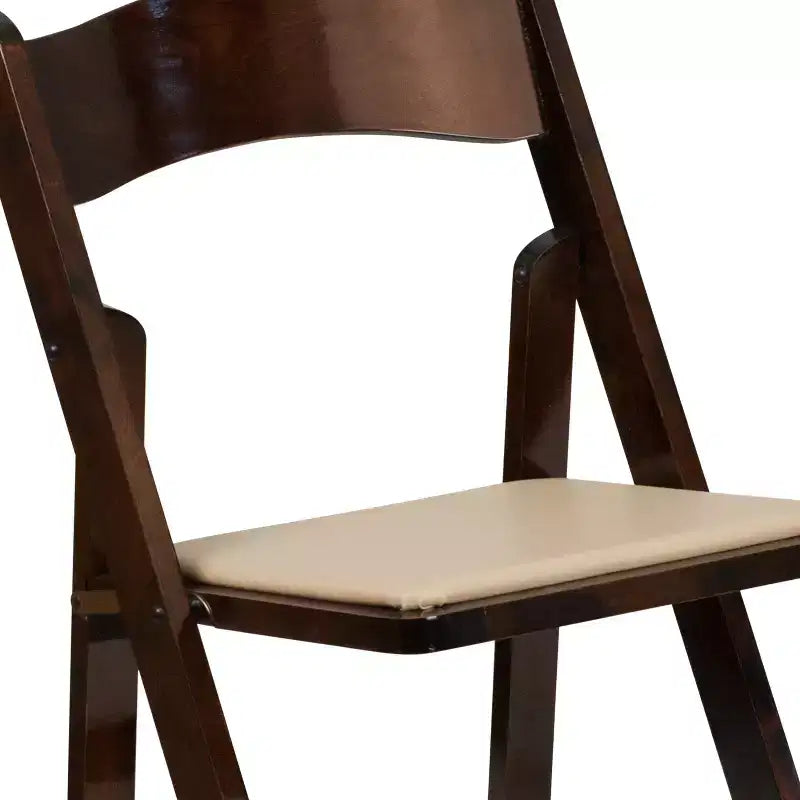 Emma et Oliver, paquet de 2 chaises pliantes en bois pour mariage ou événement, avec siège rembourré en vinyle