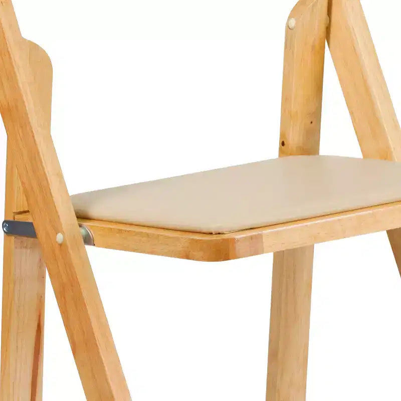 Emma et Oliver, paquet de 2 chaises pliantes en bois pour mariage ou événement, avec siège rembourré en vinyle