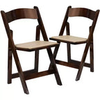 Emma et Oliver, paquet de 2 chaises pliantes en bois pour mariage ou événement, avec siège rembourré en vinyle