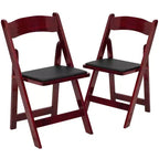 Emma et Oliver, paquet de 2 chaises pliantes en bois pour mariage ou événement, avec siège rembourré en vinyle
