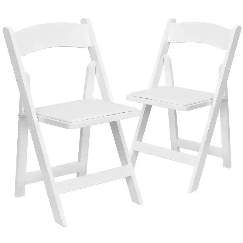 Emma et Oliver, paquet de 2 chaises pliantes en bois pour mariage ou événement, avec siège rembourré en vinyle