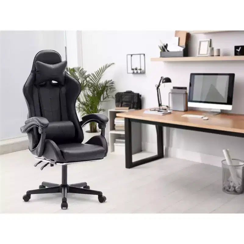 Chaise de jeu ergonomique MPM avec hauteur réglable, appui-tête et support lombaire pivotant, capacité de poids de 250 lb, pour le travail, les études et les jeux