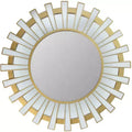 Northlight 25.5 Matte Gold and Clear Sunburst Round Mirror Wall Decor