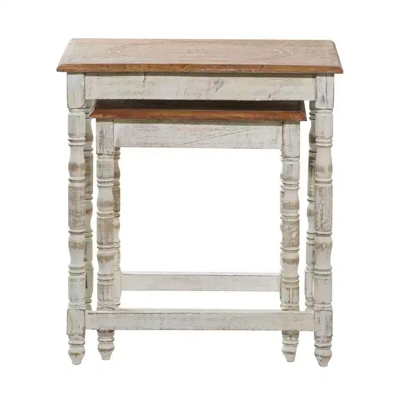 Lot de 2 tables d'appoint éclectiques en bois - Olivia & May
