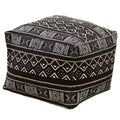 Saro Lifestyle Mudcloth Pouf, 20x20x14 Square, Black