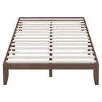 Cadre de lit en bois Costway Queen Size 14 po avec plate-forme à matelas et lattes de support en bois EspressoNaturel