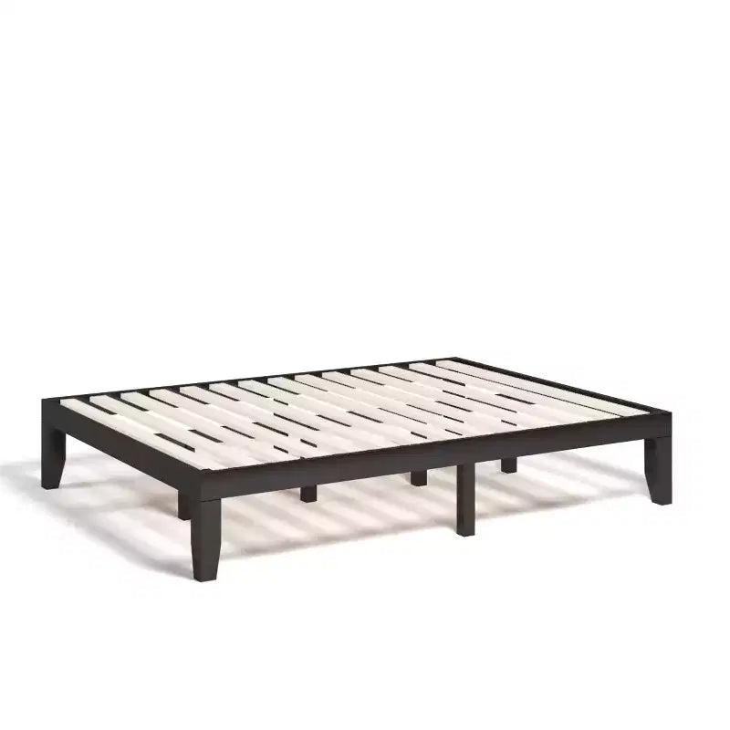 Cadre de lit en bois Costway Queen Size 14 po avec plate-forme à matelas et lattes de support en bois EspressoNaturel