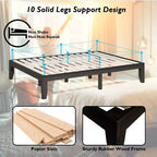 Cadre de lit en bois Costway Queen Size 14 po avec plate-forme à matelas et lattes de support en bois EspressoNaturel